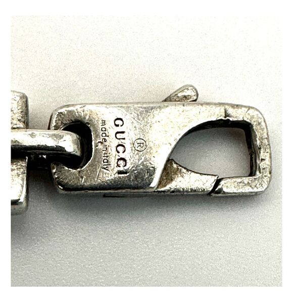 Gucci sterling silver cuban link chain bracelet with interlocking G - Picture 7 of 14